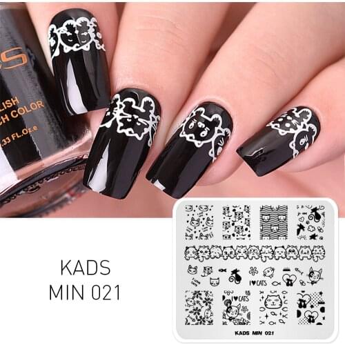 KADS New Arrival MIN Stamping plate Cartoon Cat Cute Image Nail Art Image Stamp Manicure Plate Nail Art Decorations Stamp