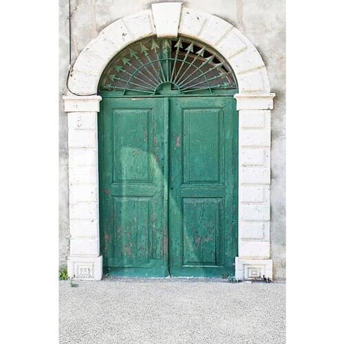 Brick Wall Green Wooden Door Photography Background Custom Backdrop Photo Studio for Children Baby Portrait Pets Toy Photocall