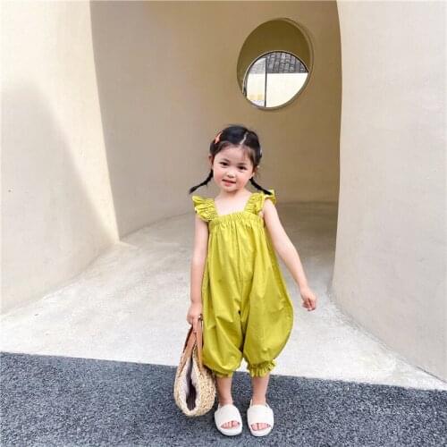 2 3 4 5 6 7 Y Baby Girls Rompers Summer Kids Fashion Solid Fly Sleeve Bodysuits Korean Style Childrens One-pieces Kids Clothes