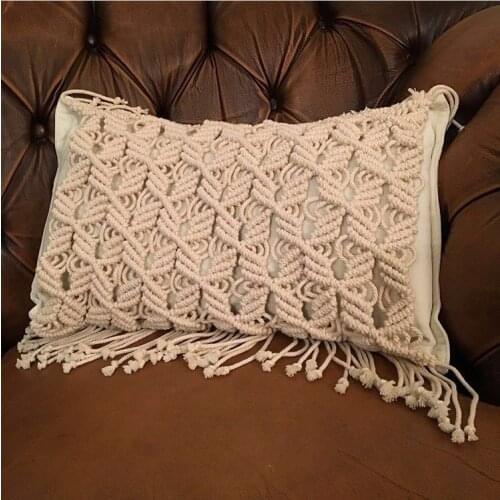 Macrame Pillow Cover Boho Cushion Cover 100% Cotton Wedding Pillow Cover Boho Home Decor, Custom Size and Color
