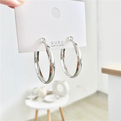 Trendy Metal Simple Round Drop Earrings for Women Korean Punk New Design Statement Minimalist Earrings Brincos Fashion Jewelry