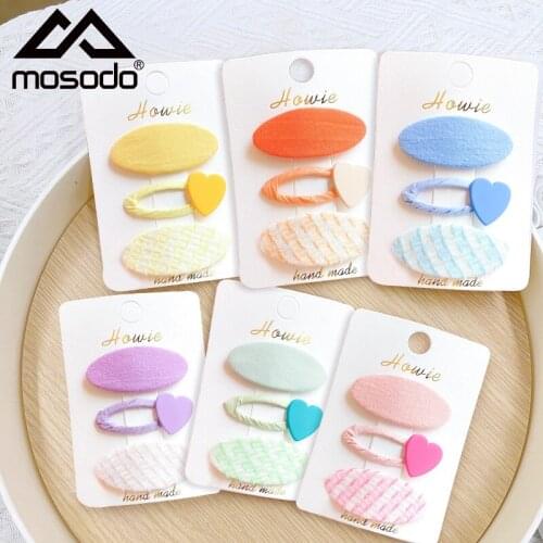 Mosodo 3pcs Hair Clips for Girls Heart Snap Clips Candy Color Hairpin Kids Kawaii Barrettes Baby Headwear Child Hair Accessories