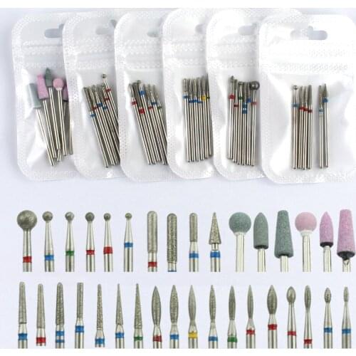 6pc Diamond Nail Drill Bit Set Rotary Electric Manicure Drills Milling Cutter for Pedicure Cuticle Clean Tool Nail Art Equipment