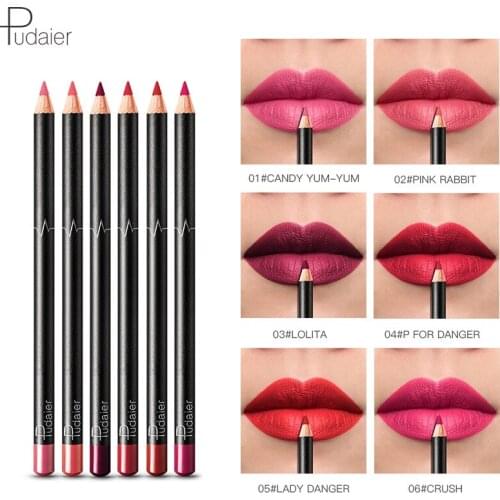 Pudaier 6pcs Matte Pencil Lip Liner Set Waterproof Makeup for Charm Lip Contour Long lasting Multi Function Lipliner Lipstick