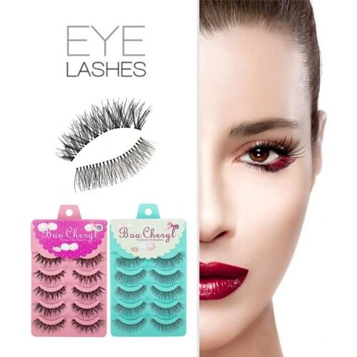 DINGSEN 5 Pairs Natural Thick Full False Eyelashes Super Long Criss Cross Eyelashes Glamour 3D Strip Lashes Crisscross
