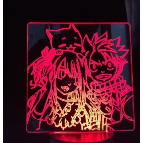 Anime Fairy Tail Natsu Dragneel and Lucy Heartfil Hug Night Light Led Touch Sensor Nightlight for Child Room Decor Table 3d Lamp