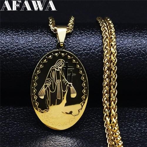 Hip Hop Goddess Stainless Steel The Madonna Necklaces Women/Men Gold Color Necklaces & Pendants Jewelry bijoux homme N6006S02