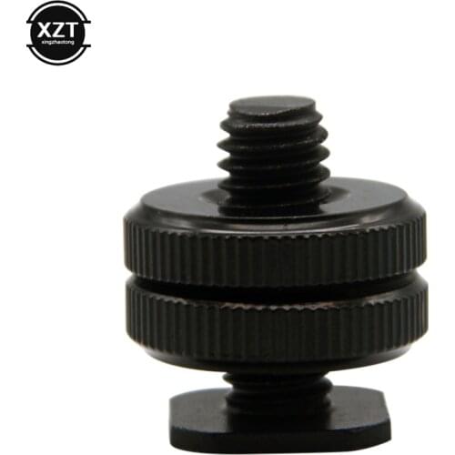 Professional 1/4" Dual Nuts Tripod Mount Screw Black to Flash Hot Shoe Adapter Stand for Camera Studio Accessory