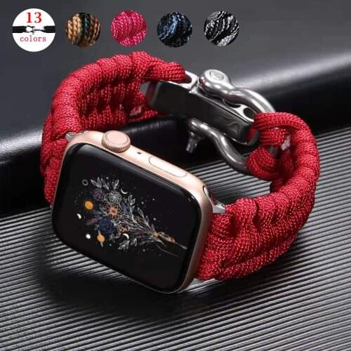 Sport Watch Strap For Apple Watch Band 44mm 42mm 38mm 40mm Survival Outdoor Bracelet For IWatch Series 7 6 5 4 3 SE Nylon Rope