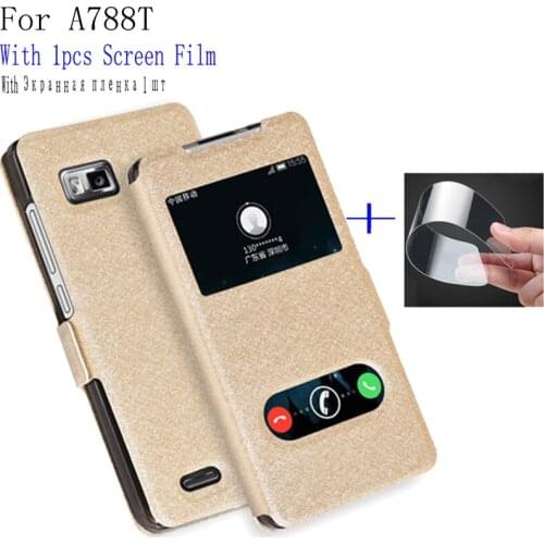 Luxury Phone case For Lenovo A788T shell case cover view window PU leather case For Lenovo A788 T Flip case back cover bags
