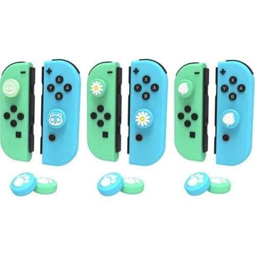 Blue Green Color Cat Paw Bear Leaf Flower Thumb Stick Grip Cap Joystick Cover For Nintend Switch NS Lite Joy-con Controller Case