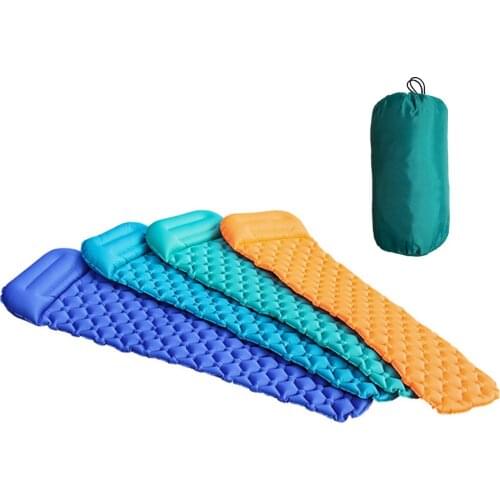 Light Weight Portable Inflatable Sleeping Mat With Pillow Sanbeach Travel Camping Picnic Air Pad Cushion Roll Bed Mattress