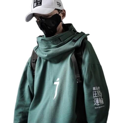 2021 Spring Autumn Men Oversize Hoodie Fish Mouth Big Hooded Sweatshirt Dark Style Hip Hop Casual Loose Coat