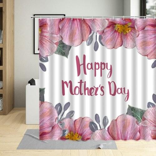 Pink Flowers Simple Shower Curtain Romantic For Home Decoration Opaque Polyester Bathroom Decor Sheer Homes curtains
