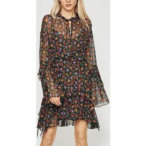 Two-piece Floral Print Silk Mulberry Long-sleeved Summer Dress Women