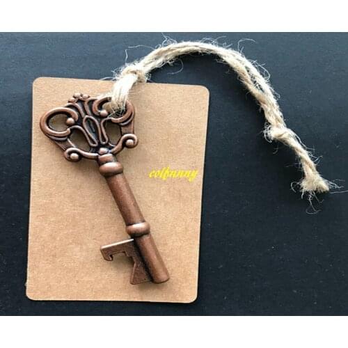 1500pcs/lot Antique Vintage Copper Key Wine Bottle Opener Beer bottle openers With keyring Tag Cards Wedding Party favor gift