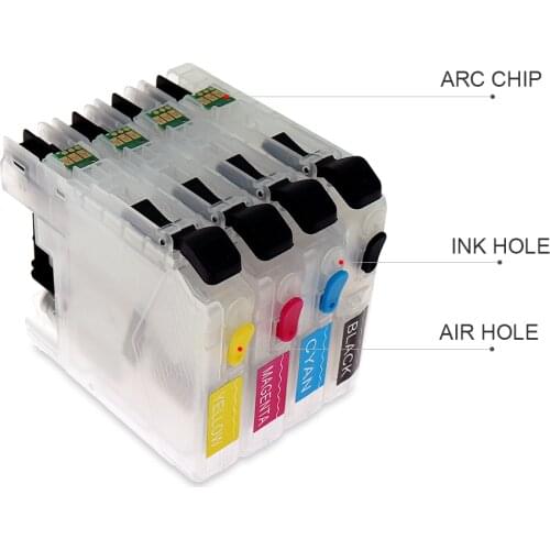 4-color Refillable Ink Cartridge For Brother LC101 LC103 LC105 LC107 LC109 Printers Compatible Ink Cartridge With ARC Chips