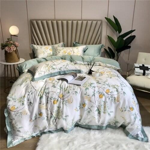 Luxury Flower Egyptian cotton Bedding sets Queen KingDuvet cover Bed sheet set Pillowcase 4pcs