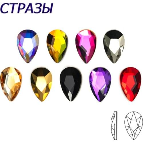 5x8mm 100pcs Flatback Colorful Drop Nail Rhinestones For Nails Art Crystal Glass Stone Manicure 3D Shiny Garment Decorations