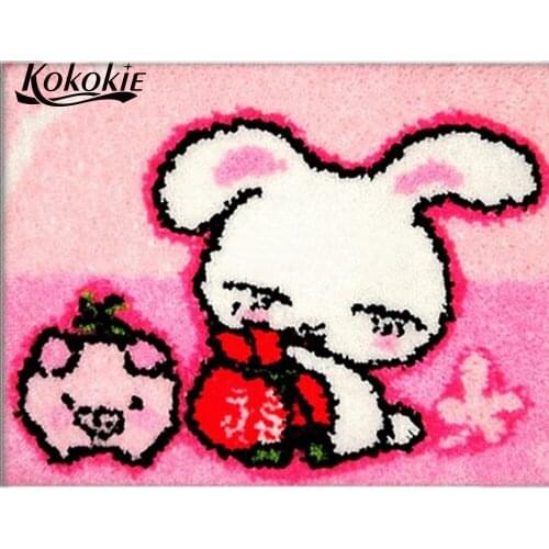 DIY latch hook kits rug vloerklee diy tapijt cross stitch kits knooppakket rabbit cushion Crocheting embroider needlework kits