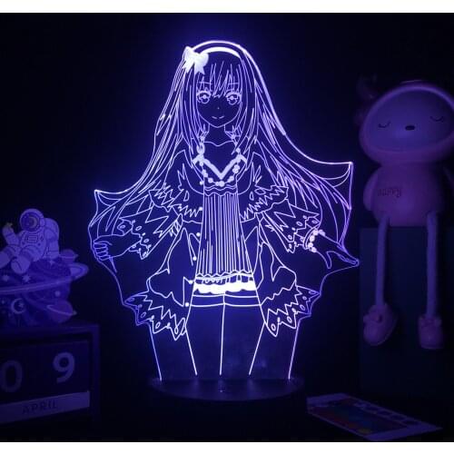Anime 3d Lamp Date A Live Kurumi Tokisaki LED Night Light for Room Decor Nightlight Birthday Gift Manga Date A Live Neon Light