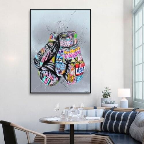 Boxing Gloves Graffiti Art Posters and Prints on The Wall Canvas Painting Street Wall Art Picture for Living Room Home Decor