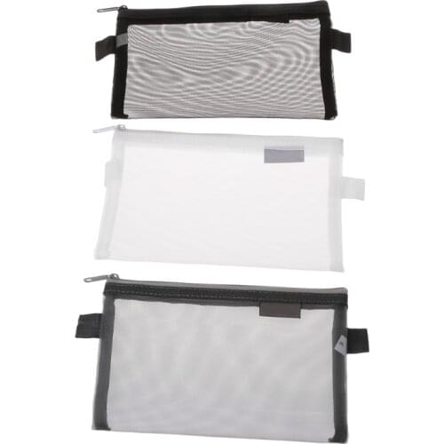 Simple Transparent Mesh Pencil Case Office Student Nylon School Supplies Pen Box