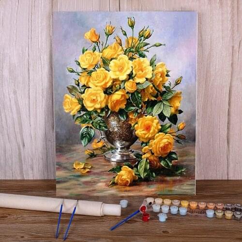 Flowers Paint By Numbers Set Acrylic Paints 40*50 Canvas Pictures Home Decor For Kids Wholesale