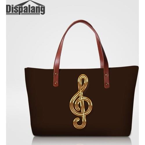 Dispalang Neoprene Good Quality Women Handbags Musical Note Printed Totes Bags For Teenage Girls Laides OL Office Top-handle Bag