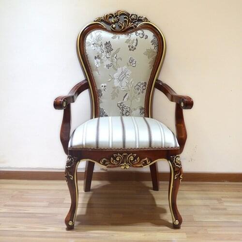 European carved luxury all solid wood oak high-grade armchair