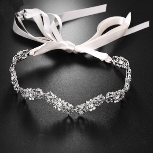 SLBRIDAL Wired Rhinestones Crystal Alloy Wedding Tiara Headband Bridal Headpieces Hair Accessories Bridesmaids Women Jewelry