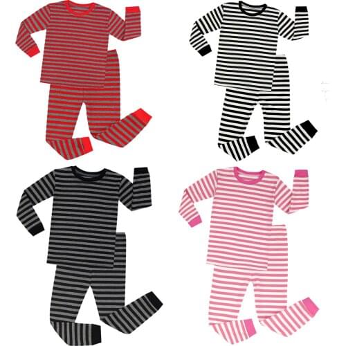 Cotton Kids Pajamas Sets Spring Stripe Pijamas Suits for Boys and Girls Toddler Sleepwear Children Clothes fom 2 to 8 Years