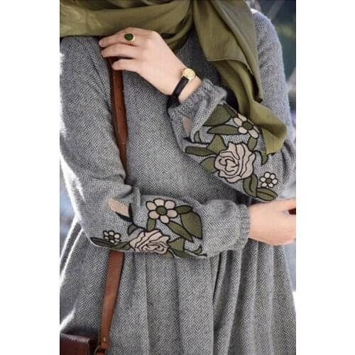 Embroidered Herringbone Islamic Hijab Dress