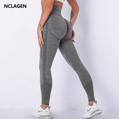 NCLAGEN Yoga Pants Women Gym Sport Leggings Fitness High Waist Workout Running Training Knitted Squat Proof Booty Scrunch Tights