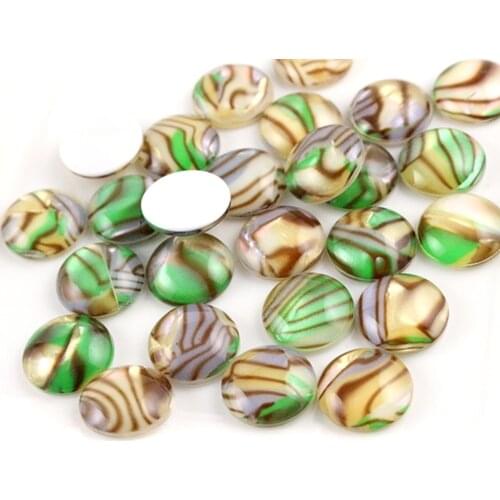 New Fashion 40pcs 12mm Paddy Colors Artificial shells Flat back Resin Cabochons Cameo H1-30