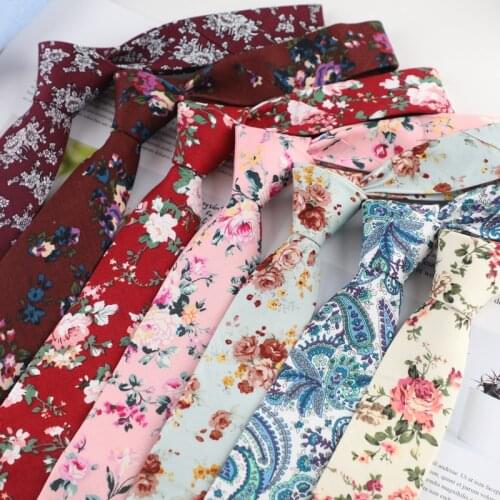New Soft Floral Tie For Men Women Cotton Necktie Beautiful Print Flower Skinny Casual Gravata Dress Wedding Party Accessory