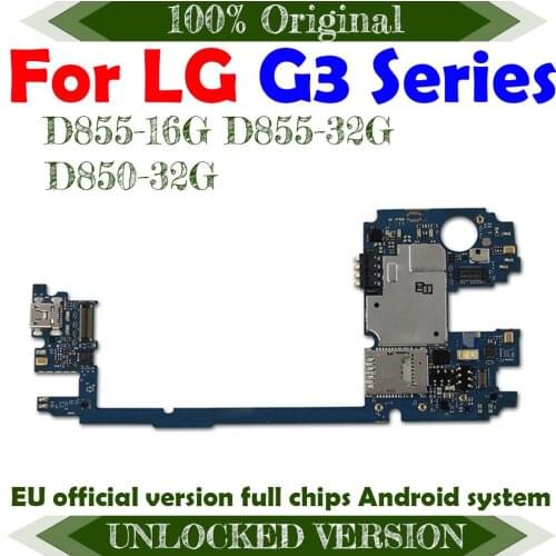 Original unlocked for LG G3 D855 Motherboard 16GB with Chips for LG G3 D850 D855 D852 Motherboard 32GB with OS Android