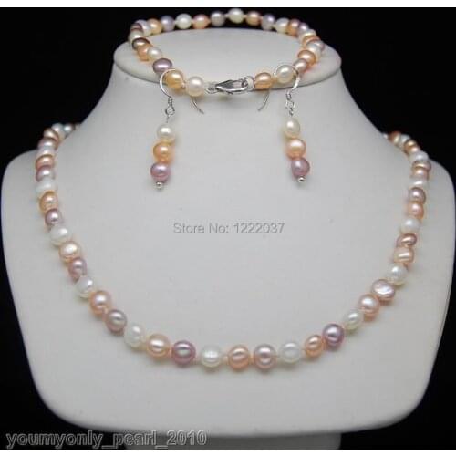 Natural Freshwater Baroque irregularl Pearl Necklaces&Bracelets&Earrings set