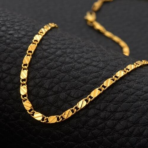Anniyo Width 2.2mm/45cm 60cm 70cm Chain Necklaces for Women Girls Gold Color Jewelry Wedding Party Birthday Gift #017916
