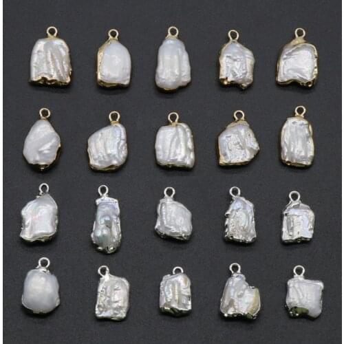 Natural Freshwater Pearl Pendants Antique Gold Color Real Raw Irregular Baroque Pearl Pendants DIY for Necklaces Women Jewelry