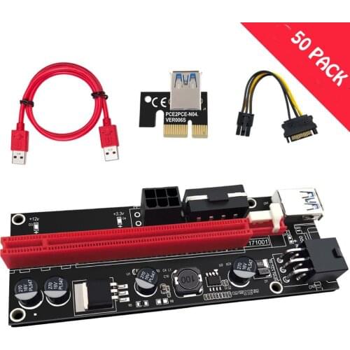 50PCS 009s 1x to 16x PCI Express Riser Card PCI-E Extender USB3.0 Cable dual 6pin 4pin molex SATA to 6Pin for ETH Bitcoin Mining