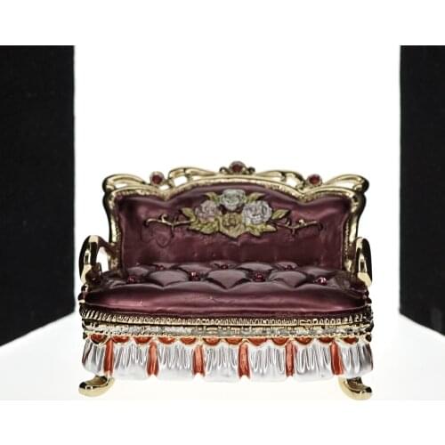 Luxury Western European Leather Sofa Design Metal Enamelled Color Decoration Box Artworks Home Room Desk Ornament Lady Girl Gift