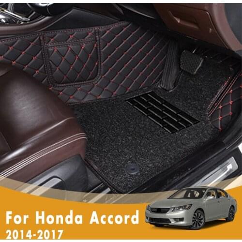 RHD Luxury Double Layer Wire Loop Car Floor Mats For Honda Accord 2017 2016 2015 2014 Floorliners Anti-Dirty Parts Tapis Pedals