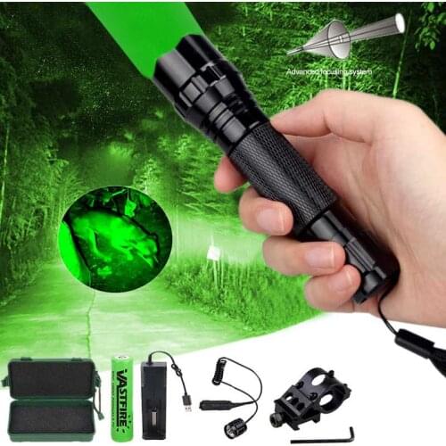 501B Tactical Zoomable LED Weapon Light T6/Q5 300 Yards Hunting Flashlight+Picatinny Rail+ Switch+18650+Charger With Gift Box