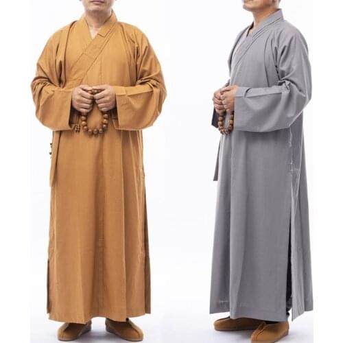 Unisex high quality Cotton Spring&Autumn Buddhist zen lay robe meditation clothing shaolin monk kung fu suits buddha uniforms