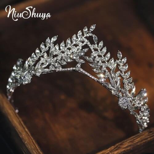 NiuShuya Gorgeous Full Crystal Headband European Silver Color Wheat Sparking Wedding Tiara Crown Bridal Princess Hair Accessory
