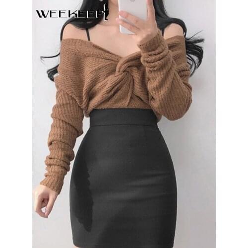 Женские пуловеры с открытыми плечами WEEKEEP China At AliExpress