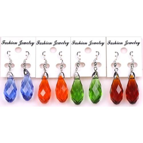 1Pair Green Drop Hanging Earrings Jewelry Glass Faceted Droplet Beads For DIY Making Fashion Women Earring Accessories 12x25mm