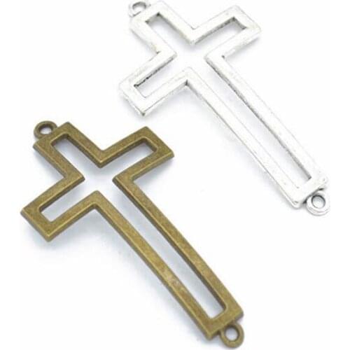 10pcs 53x27mm Antique Bronze/ Antique Silver Alloy Crosses Charm Pendant Fit Bracelets Necklace DIY Jewelry Making