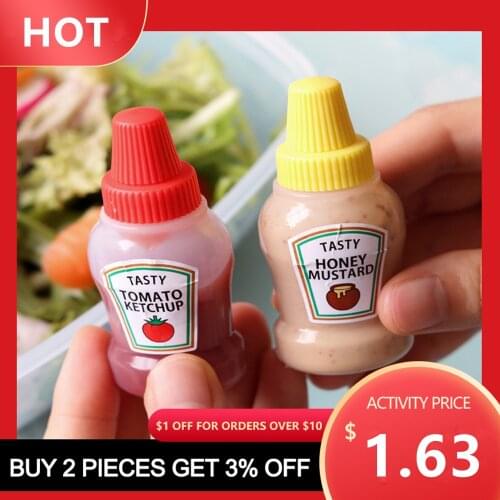 2pcs 25ML Condiment Bottles with Twist On Cap Lids Ketchup Portable Small Sauce Salad Dressingbottle For Lunch Box Kitchen Jar A